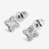 Joma Jewellery Signature Clover Collection Textured Clover Silver Plated Stud Earrings