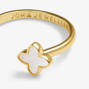 Joma Jewellery Signature Clover Collection White Clover Gold Plated Ring