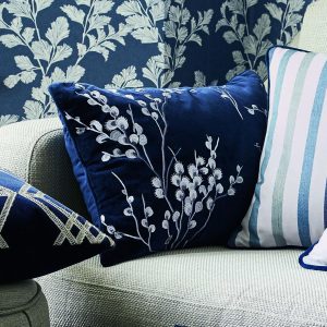 Laura Ashley Pussy Willow Embroidered Midnight Feather Filled 35x50cm Cushion cameo