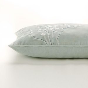 Laura Ashley Pussy Willow Embroidered Sage Microfibre Filled 35x50cm Cushion front and back