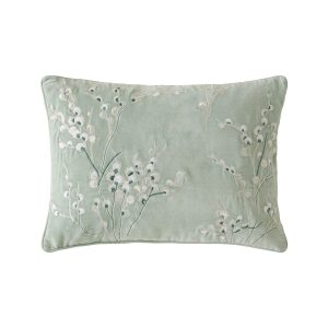 Laura Ashley Pussy Willow Embroidered Sage Microfibre Filled 35x50cm Cushion
