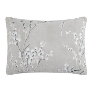 Laura Ashley Pussy Willow Embroidered Steel Microfibre Filled 35x50cm Cushion