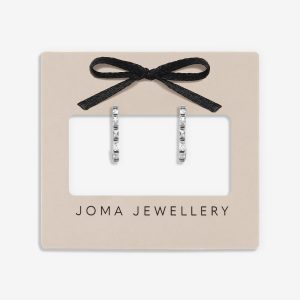Loved By You Baguette Cubic Zirconia Hoop Earrings In Silver Plating
