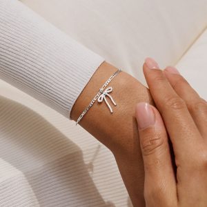 Loved By You Bow Bracelet In Silver Plating