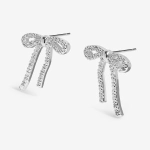 Loved By You Bow Stud Earrings In Silver Plating