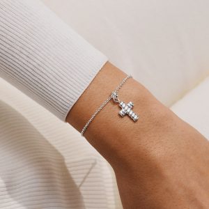 Loved By You Cross Bracelet In Silver Plating