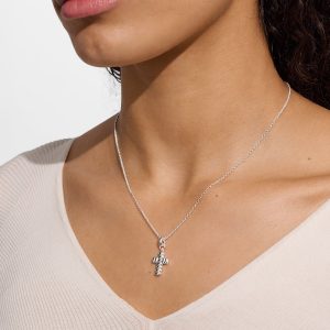 Loved By You Cross Necklace In Silver Plating