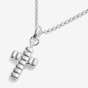 Loved By You Cross Necklace In Silver Plating