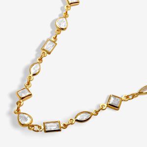 Loved By You Multi Cubic Zirconia Chain Necklace In Gold Plating