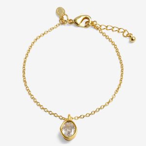 Loved By You Organic Cubic Zirconia Bracelet In Gold Plating