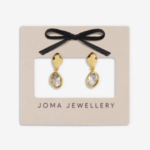 Loved By You Organic Cubic Zirconia Stud Earrings In Gold Plating