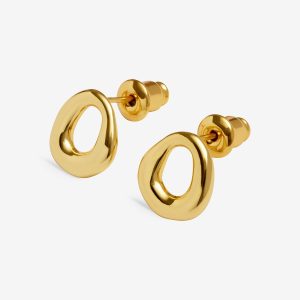 Loved By You Organic Stud Earrings In Gold Plating