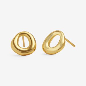 Loved By You Organic Stud Earrings In Gold Plating
