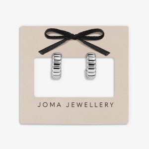 Loved By You Textured Hoop Earrings In Silver Plating