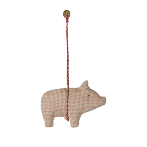 Maileg Fabric ornament, Pig - Checker - Rose