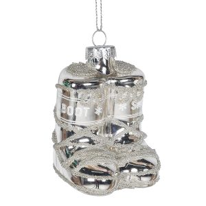 Silver Ski Boot Bauble