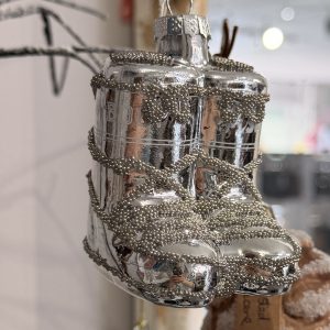 Silver Ski Boot Christmas Bauble