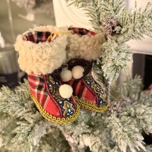 Tartan Folk Fur Booties Bauble