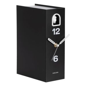 Karlsson Table Clock Book Owl Black