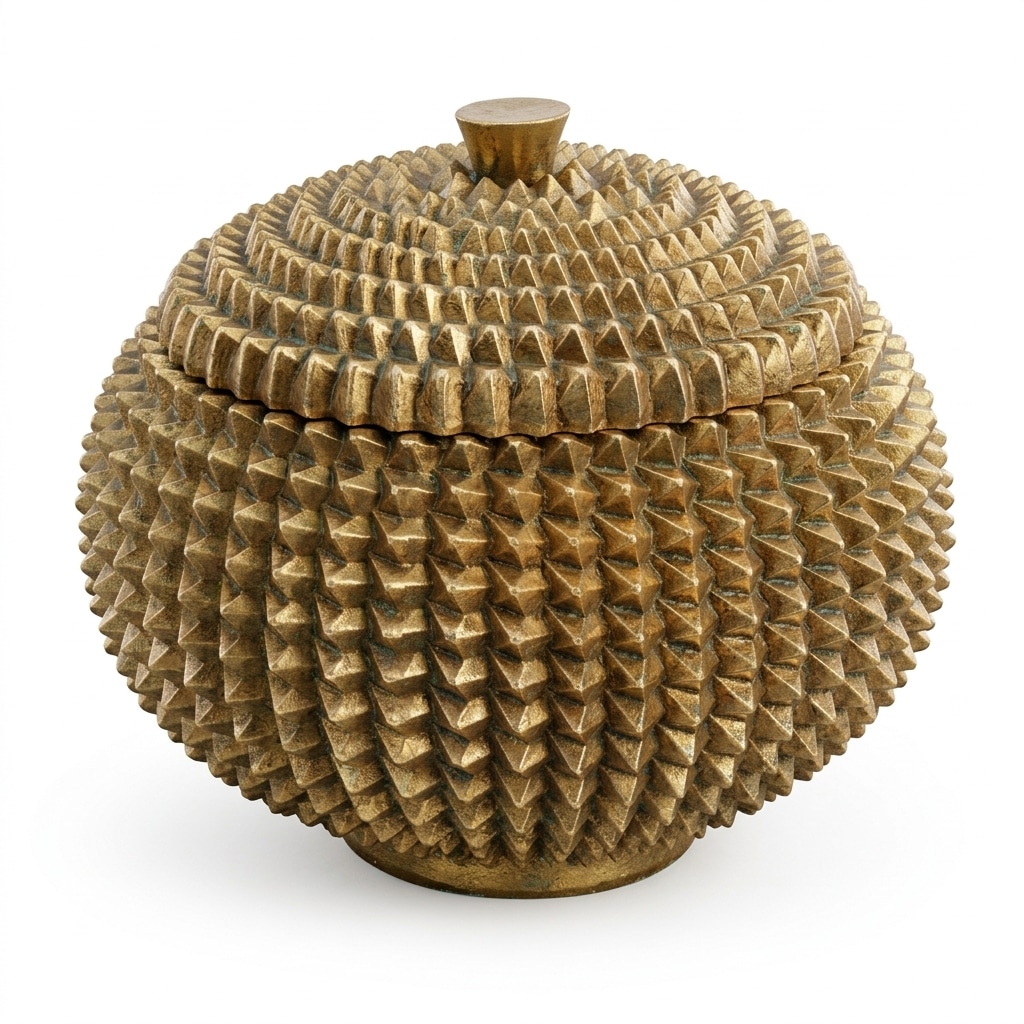 Antique Gold Durian Jar with Lid