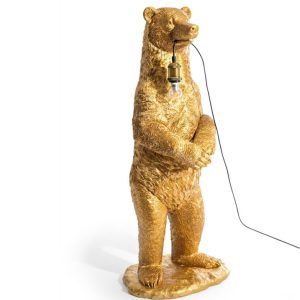 Antique Gold Standing Bear Floor Lamp