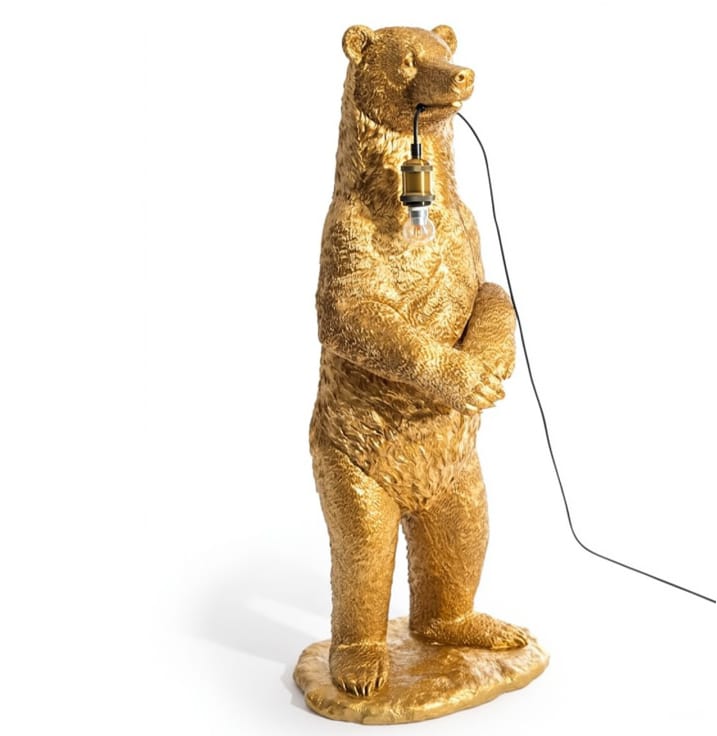 Antique Gold Standing Bear Floor Lamp