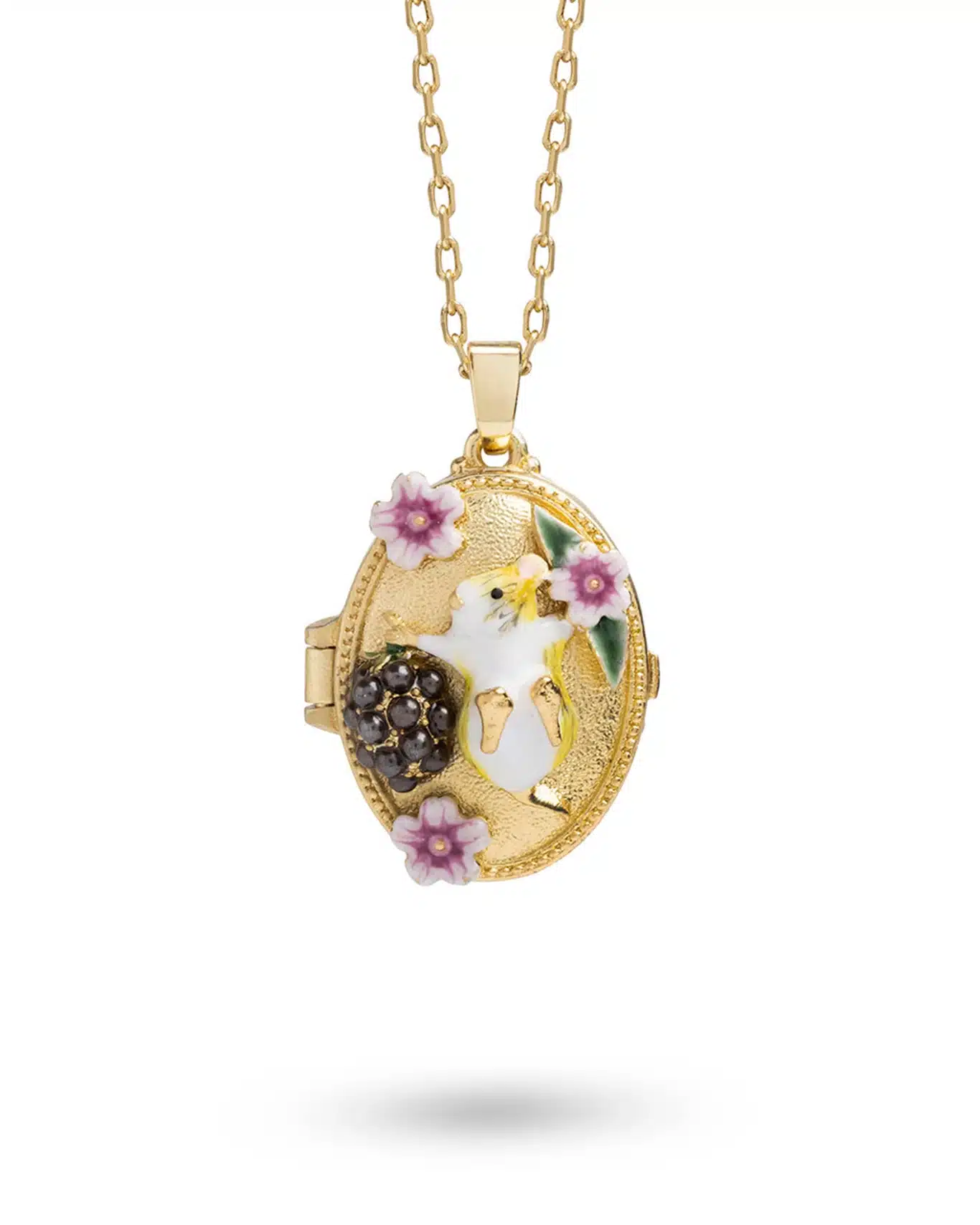 Bill Skinner Blackberry Mouse Cameo Locket Necklace