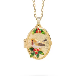 Bill Skinner Robin & Holly Cameo Locket Necklace