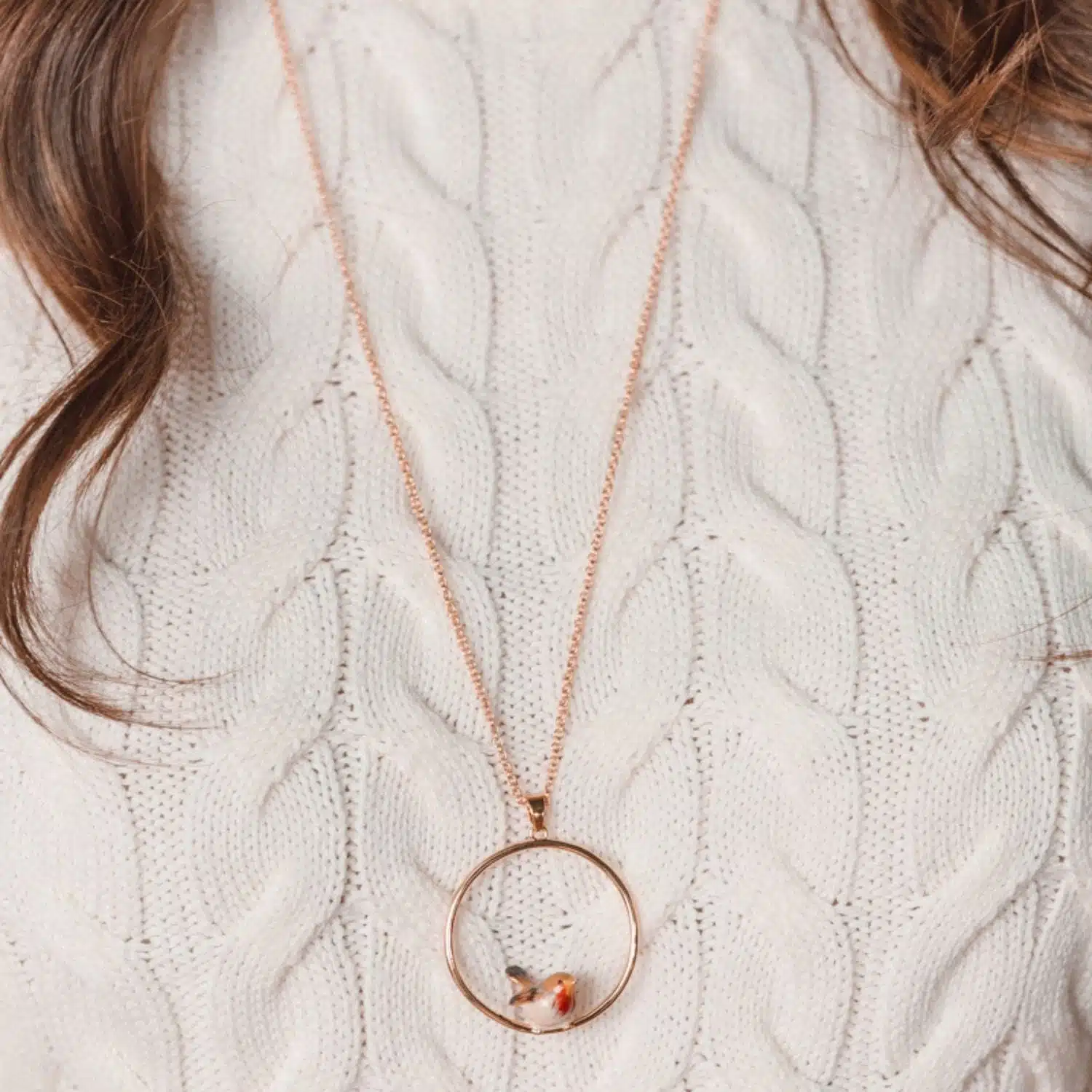 Robin Long Hoop Pendant Necklace - Image 2