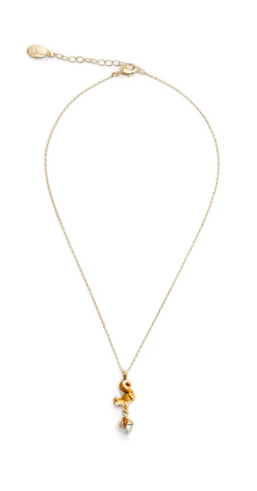 Bill Skinner Squirrel & Acorn Pendant Necklace