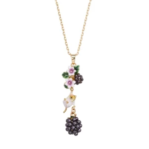 Blackberry & Mouse Drop Pendant Necklace