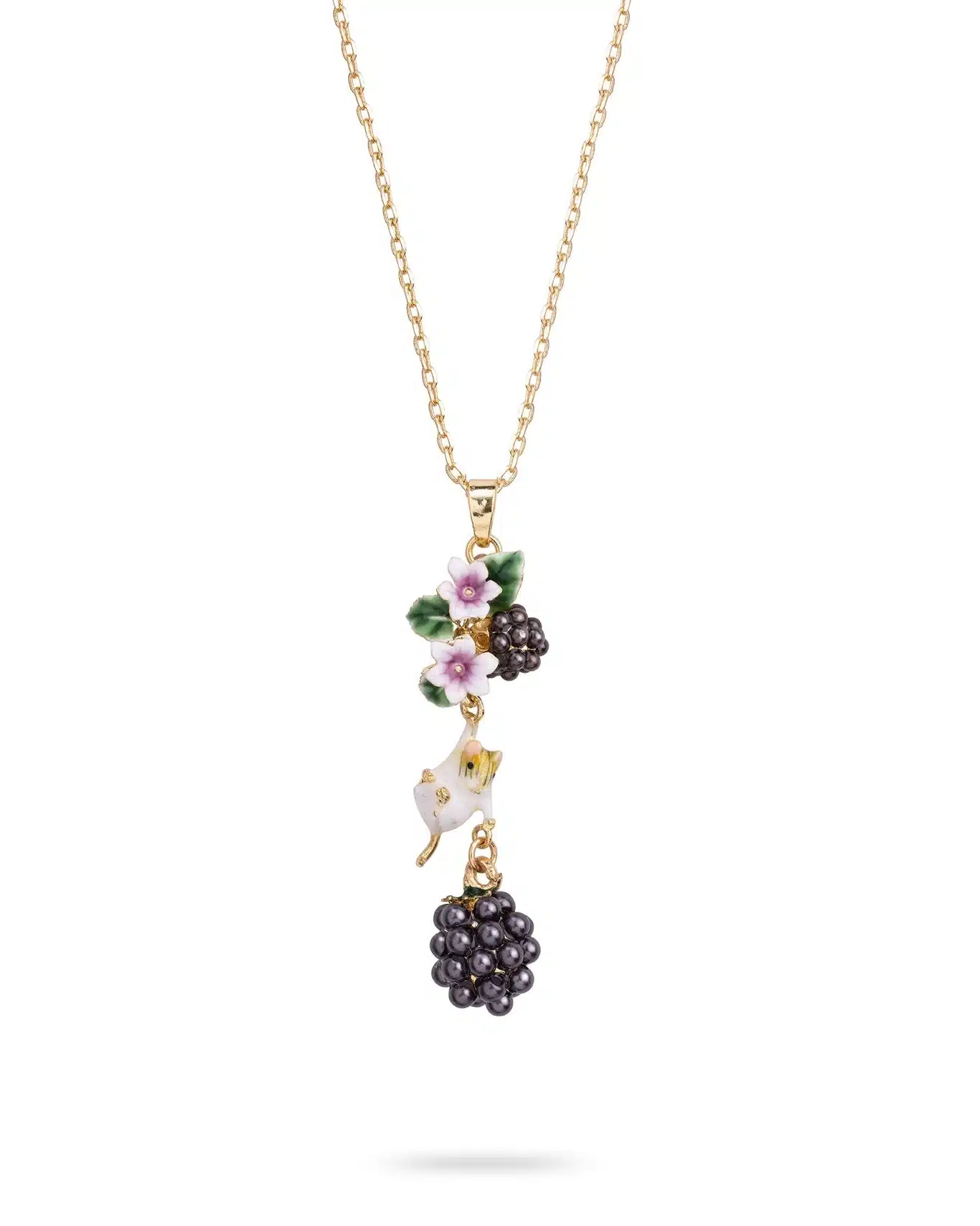 Blackberry & Mouse Drop Pendant Necklace