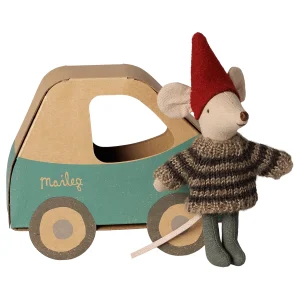 Maileg Christmas mouse, Little brother in car box