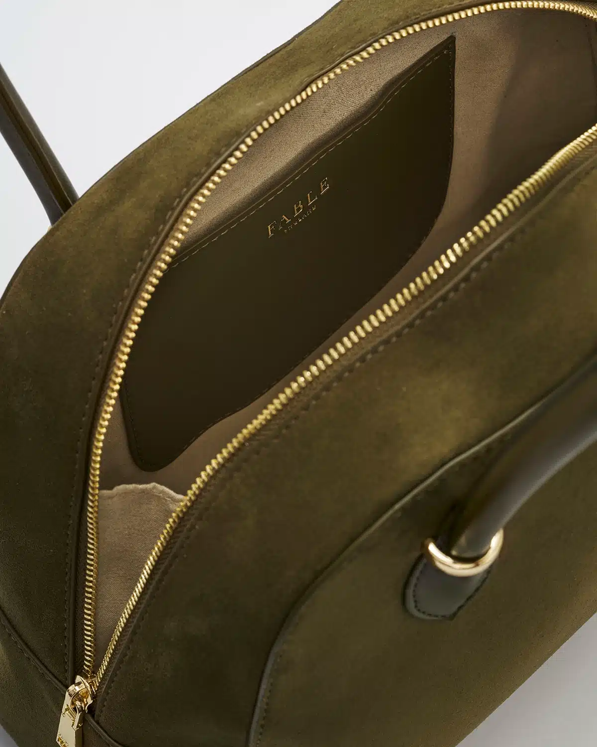 Fable England Amelia Shoulder Bag in Khaki Suedette