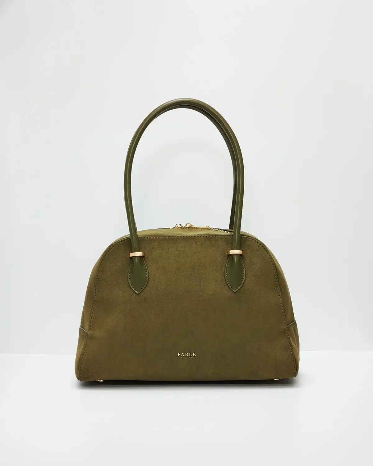 Fable England Amelia Shoulder Bag in Khaki Suedette