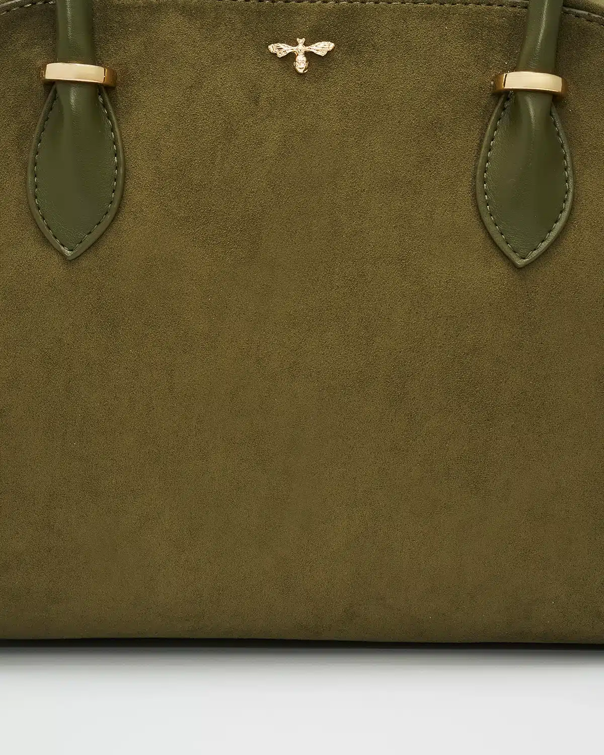 Fable England Amelia Shoulder Bag in Khaki Suedette