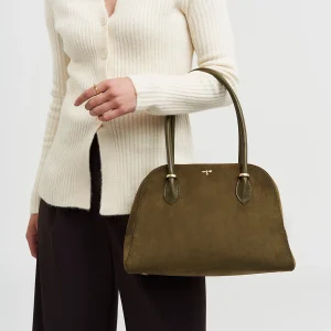 Fable England Amelia Shoulder Bag in Khaki Suedette