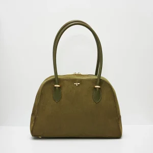 Fable England Amelia Shoulder Bag in Khaki Suedette