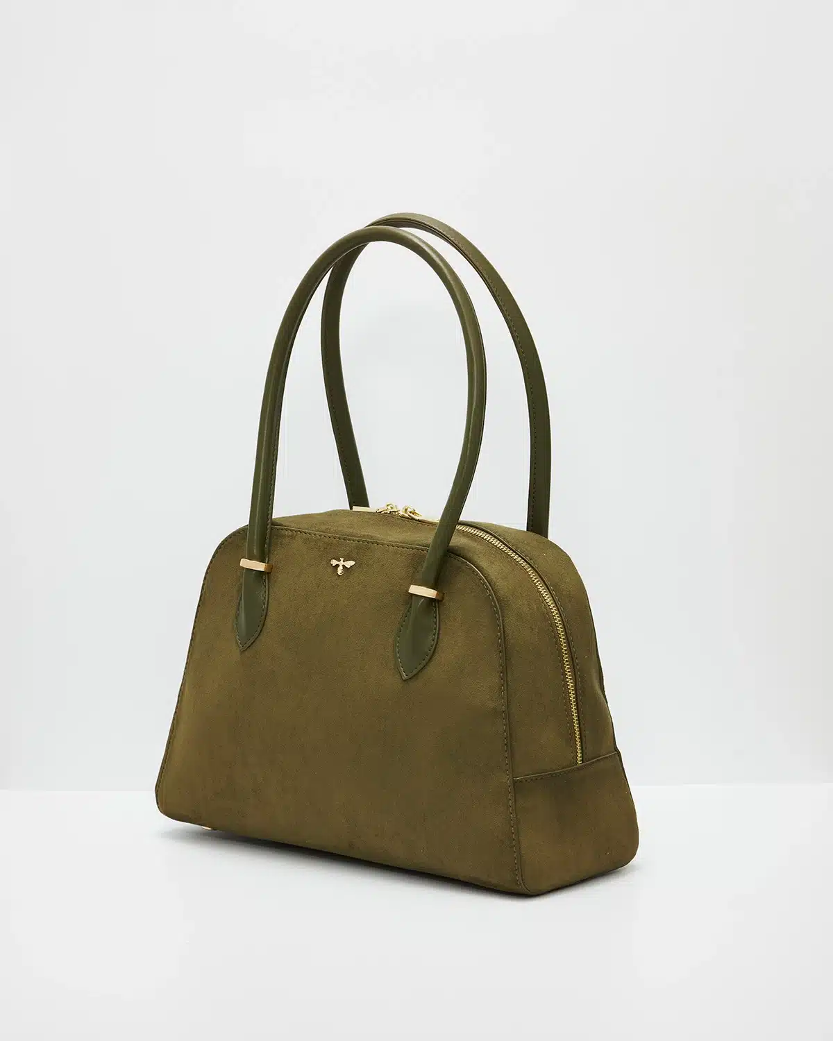 Fable England Amelia Shoulder Bag in Khaki Suedette