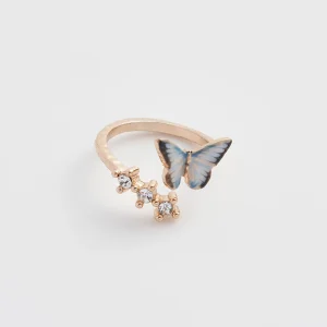 Fable England Enamel Blue Butterfly Ring