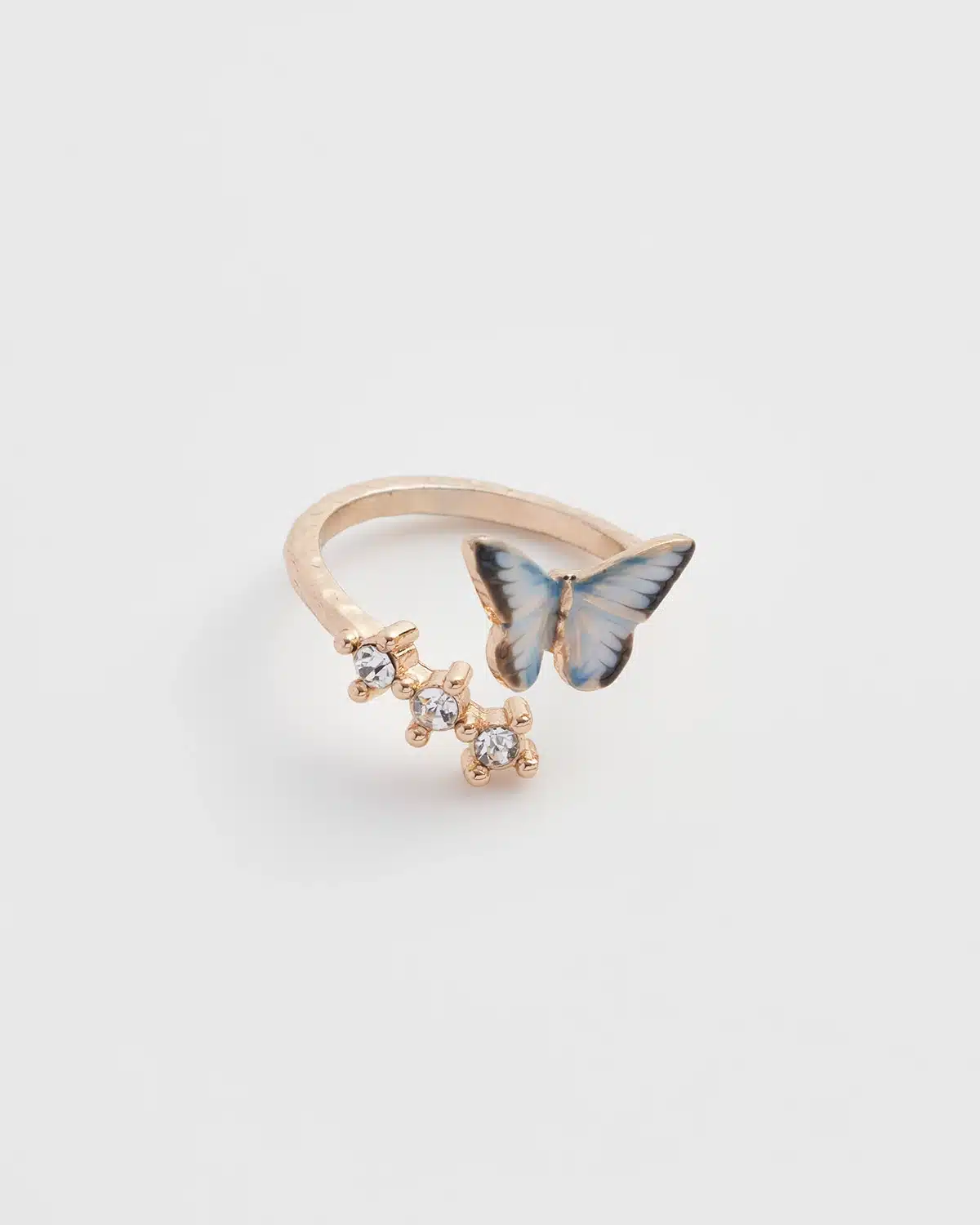 Fable England Enamel Blue Butterfly Ring