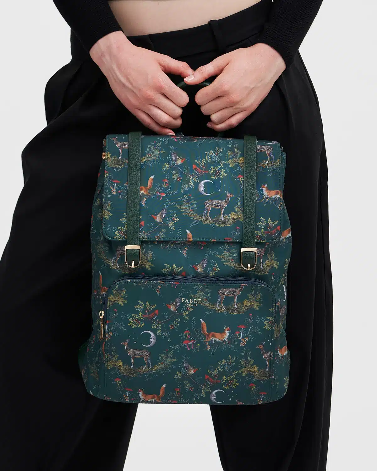 Fable England Into the Woods Green Buckle Medium Backpack - Image 4