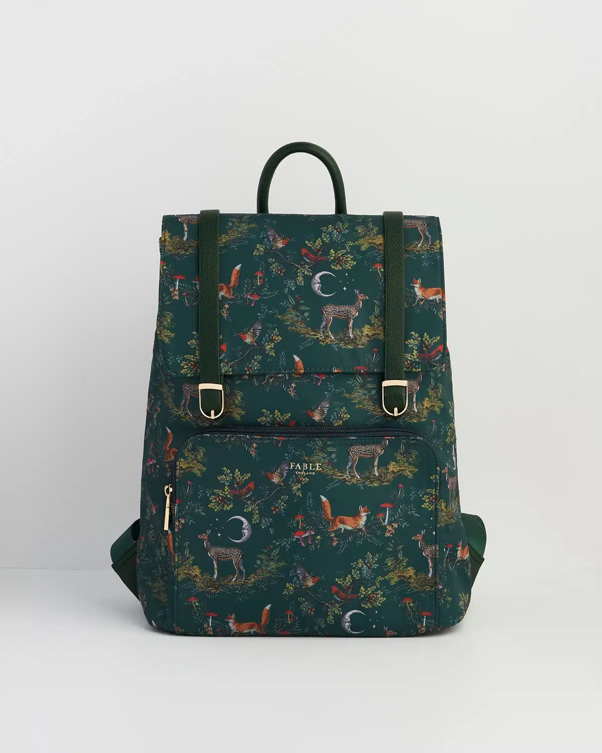 Fable England Into the Woods Green Buckle Medium Backpack