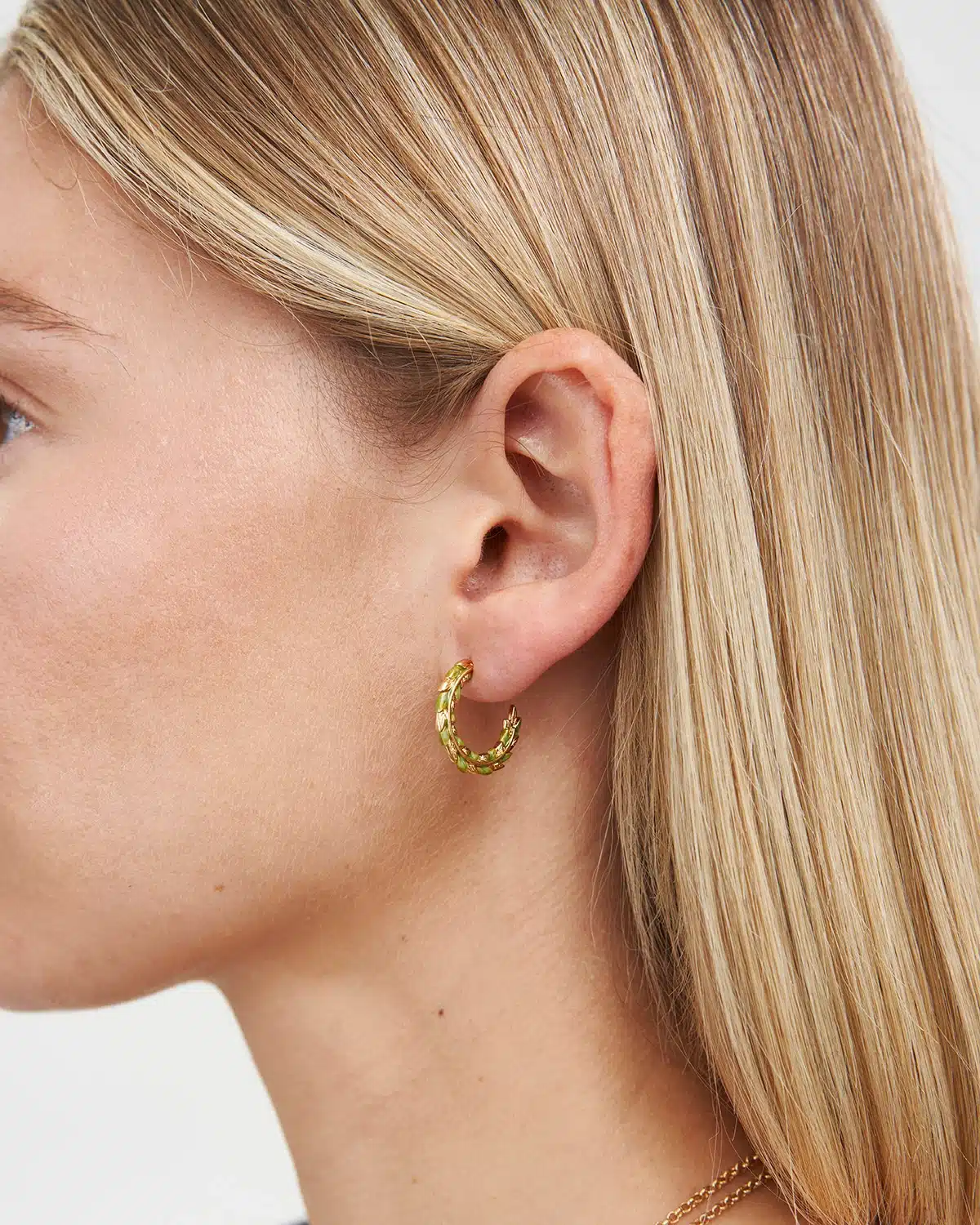Fable England Wheat Hoop Earrings Gold - Image 2