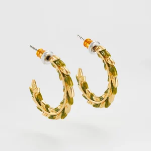 Fable England Wheat Hoop Earrings Gold