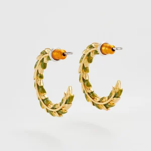 Fable England Wheat Hoop Earrings Gold