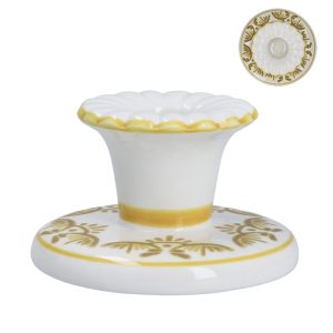 Gisela Graham Ceramic Candle Holder 6cm - Yellow Folk