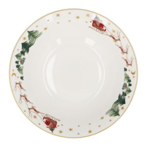 Gisela Graham New Bone China Serving Bowl 23cm - Nostalgia Sleigh