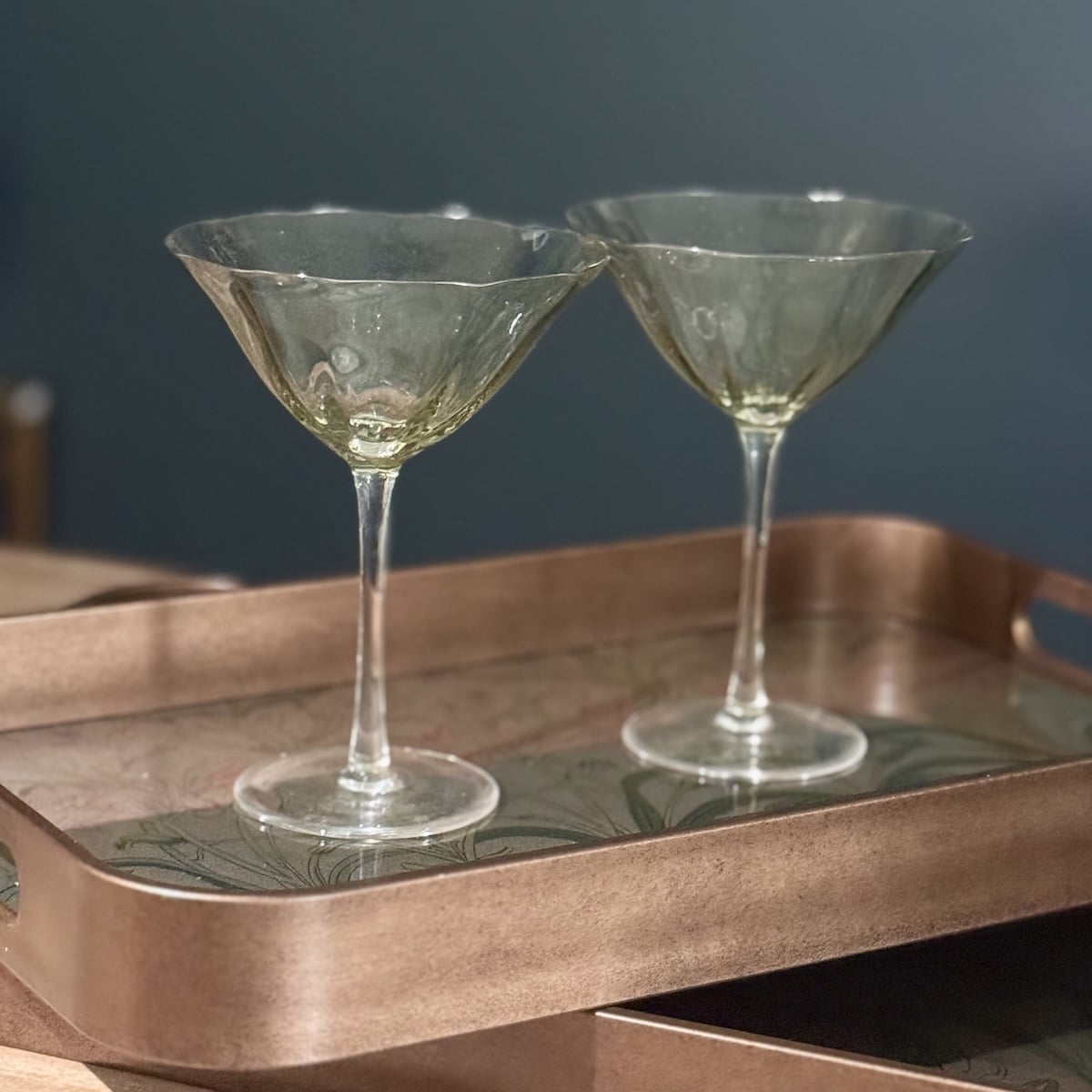 Green Fleur cocktail glass