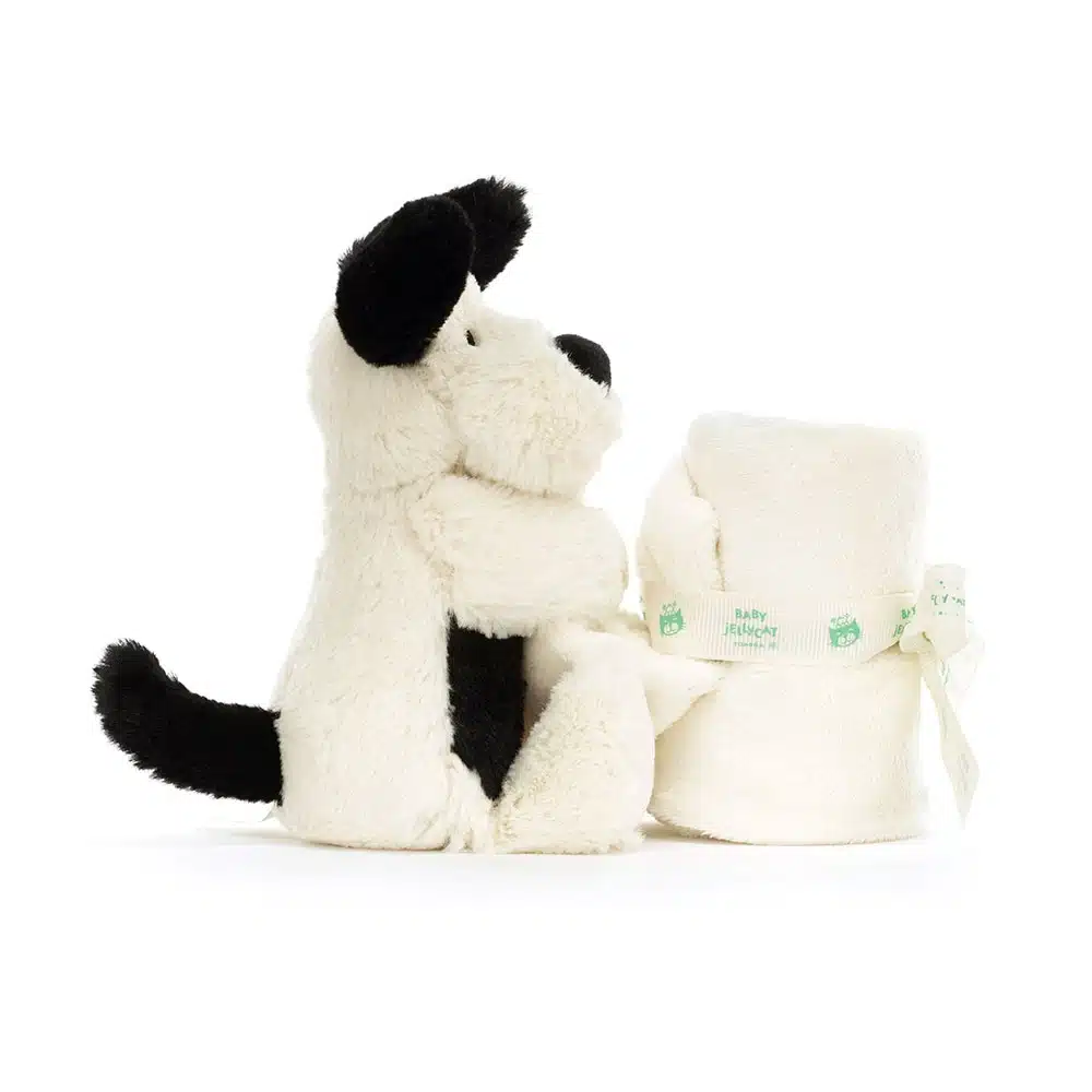 Jellycat Bashful Rufferty Black & Cream Puppy Soother side